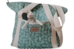 Homy Textiles Sac fourre-tout léger à langer - Sac à langer en coton matelassé de grande capacité avec 3 poches intérieures, poignées en toile douce - Sac de voyage portable pour bébé pour un usage