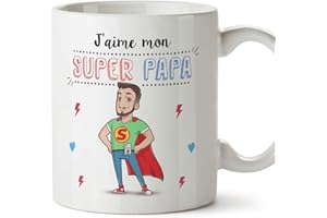 Mugffins Papa Tasse/Mug - J'aime Mon Super Papa - Tasse Originale/Idee Fête des Pères/Cadeau Anniversaire/Future Papa. Céramique 350 ML
