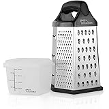 Joejis Cheese Grater with Container 6 Sided Hand Held Grater Zester Ideal for Grating Slicing Zesting & Shredding - Box Grate