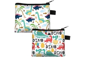 VZUHSW 2 Portamonete Dinosauro Ragazzo/Ragazza - Design Simpatico Cartone Animato con Cerniera, Piccolo Portafoglio Animale con Portachiavi,