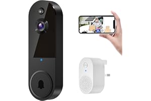 Blazique Cámara de video inteligente, cámara de vigilancia inalámbrica para interiores y exteriores, detección humana con IA, visión nocturna, vista en vivo, receptor de timbre incluido, audio de 2