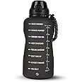 SOLARA Gallon Water Bottle for Adults 3.8 Ltr with Motivational Time Marker, Leakproof Durable BPA Free Non-Toxic Tritan Gallon bottle for Gym, Home, Travel, Sports, Trekking and Office, Black Knight