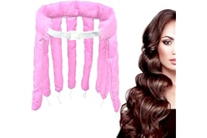 WUBAYI Heatless Curling Rod - Soft No Heat Hair Curlers for Overnight - Hair rollers with satin bag(pink)