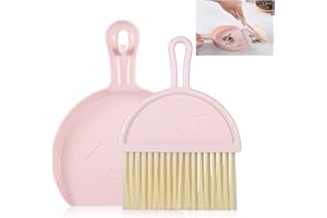TOPBELIEF Mini Dustpan and Brush, Pink Broom and Dustpan Set, Portable Cleaning Brush and Dustpan Combo, Flexible Lip, Perfect for Dust, Dirt and Crumbs, Ideal for Most Hard Surfaces, Space Saving Design