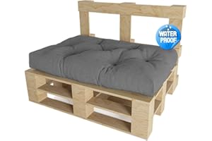 ‎CHILLY PILLEY chilly pilley Palettenauflage Wasserfest Palettenkissen Wasserabwisend Schaumflocken Palettenpolster Rückenlehne Sitzkissen Seitenkissen viele Größen und Farben (Sitzkissen 120x60, Grau)