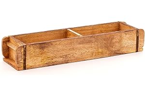 Die Stadtgärtner Vintage Recycled Wood Brick Mould with Two Chambers - 50 x 14 x 10 cm | Wooden Box with Two Chambers | High Quality Decorative Box with Metal Fittings | Planter Box | Wooden Box