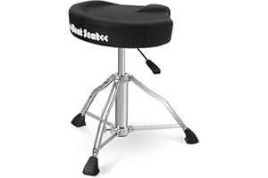 XDrum BeatSeat Taburete De Batería - Taburete Neumático para Batería - Asiento En Forma De Sillín - Tapizado En Piel Sintética Negra - Ajuste De Altura De 45 A 60 cm
