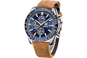 BY BENYAR Montres pour Hommes Montres-Bracelets Chronographe Designer Étanche Montre pour Hommes Bande en Acier Inoxydable Bracelet analogique Date Cadeau élégant