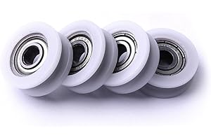 Atoplee U Groove Nylon Polea Ruedas, 4pcs Rodamiento de rodillos redondos 608ZZ para puerta corredera/barra angular/cajones, 8x30x10mm