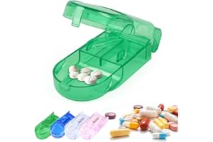 PandaXun Pill Cutter and Splitter with Storage, Multiple Pill Cutters for Small or Large Pills In Half, Pill Cutter/Separator for Cutting Pills, Vitamins, Tablets, Daily Usage, Travel Sized (Green)