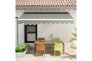 The Fellie DIY Manual Garden Awnings, Retractable Wall Mounted Canopy, Patio Awning Outdoor Sun Shader for Home and Business, 2m x 1.5m, Grey