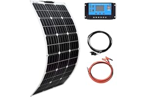 XINPUGUANG Kit de module mono panneau solaire flexible 100W 12v avec régulateur solaire pour bateau, voiture, caravane, charge de la batterie 12v (100)