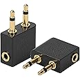 Hypercube (2 pack Airplane Airline Flight Adapters for Headphones, AUX (2 Pack, Golden Plated)