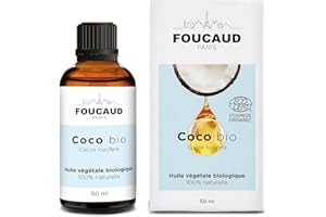 FOUCAUD | Huile végétale de Coco | Cocos nucifera | BIO | 100% naturelle | Adoucissante | Protectrice | Nourris la fibre capillaire | 50 ml | Marque Française depuis 1946