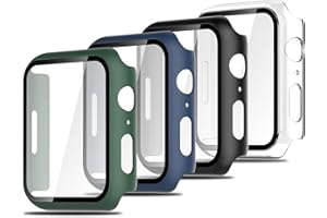 Simpeak 4 Pièces Protection Écran Compatible with Apple Watch Series 7/8/9 45mm Coque 2 en 1 Cadre PC Rigide et Verre Trempé HD, Sensible au Toucher/Couverture Complète/Ultra Mince/Anti-Bulle