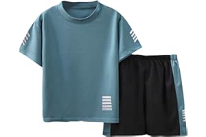 Zerfoogh Jungen Sportbekleidung Set - Sommer Kinderkleidung mit Atmungsaktivem T-Shirt & Shorts für Jungen 3-10 Jahre