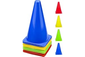 Komoyo Lot de 12 Cônes de Formation Sportive pour Football, 23cm Cônes de Circulation, Plots d'Activité, Cone de Chantier pour Sports, Événements et Entrainements Plots d'Activité pour ES Enfants