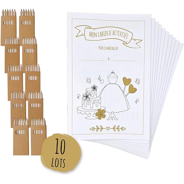 Lot De 10 Livres Coloriage Mariage Indien – 60 Crayons, Autocollants – Cadeau Invités – Kit Complet