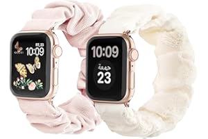 Comforso 2 Pack Compatible with 38/40/41mm Elastic Fabric Watch Band Scrunchie Strap Replacement Watch Bands