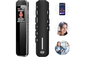 CLOXKS Digital Phone Call Recorder Bluetooth Dictaphone, 64GB Voice Activated Recorder, Rechargable 3072Kbps Audio Recording Device with A-B Loop Playback, Noise Reduction, for Business Meeting Lecture