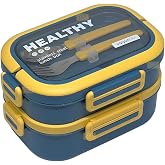 Vagonlife Bento 1650ml Lunchbox 2 Katlı 3 B&ouml;lmeli Paslanmaz &Ccedil;elik Sefer Tası Yemek Kutusu (Lacivert)