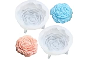 pekifaves 2 Pezzi stampi in silicone per candele a forma di fiore di peonia, stampi in silicone, stampi per candele 3D, fai da te, per realizzare candele e sapone