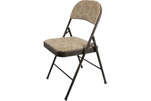 META FURNITURE Meta Steel Frame with Fabric Seat Padded Office Work Study Party Dining Folding Chair (1, Beige)