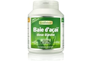 Greenfood Baie d'açai, 450 mg, extrait (30:1), 120 gélules - Sans additifs artificiels. Sans génie génétique. Vegan