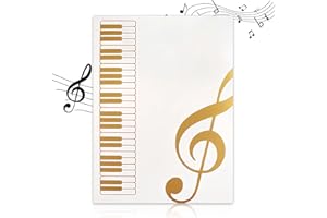 HOMIRTY 40 Pagine Raccoglitore Spartiti Musicali, Cartella Spartiti A4, 31 x 23.5 cm Porta Spartiti per Pianoforte, Portalistino Nero Musicale, Cartella di Archiviazione per File, Carta, Archivi (Bianco)