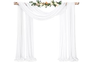 Showgeous Wedding Arch Draping Fabric 1 Panel 28" x20Ft White Chiffon Fabric Drapery Wedding Arch Drapes Chiffon Sheer Backdrop Curtains for Arbor Wedding Archway Ceremony Ceiling Swag Decorations