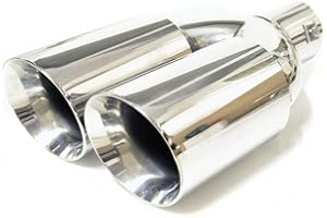 BOLOROMO Auspuffblende Doppelrohr Endrohr Edelstahl Auto Endrohrblenden Auspuffendrohr Auspuffrohr Tuning Universell Schalldampf Blende Sport Rund Chrom Auspuffspitzen