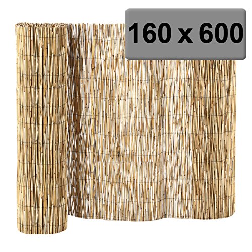 Schilfrohrmatte 6m Länge mit verschiedenen Höhen, dicht gewebt, Lärmschutz / Sichtschutz / Windschutz (160 x 600 cm)