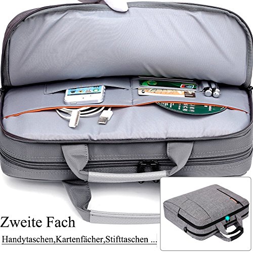 BRINCH 15,6 Zoll neue weiche Nylon stoßfest Laptop Computer Umhängetasche Messenger Bag Aktentasche mit Taschen & Griffe und abnehmbaren gepolstertem Schulterriemen für 15 – 15,6 Zoll Laptop / MacBook / Notebook / Chromebook / Tablet Computer, Hellgrau - 3