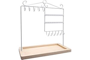 BelonLink Organizer per Gioielli, Espositore per Gioielli da Appendere, Rastrelliera in Metallo e Legno, per Collane, Orecchini, per la Casa, Bracciali, Anelli, Regalo per la Fidanzata