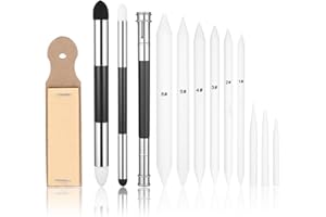 simarro 13 Stück Papierwischer Set, Papierwischer Bleistift Skizzenwischer Blending Stumps und Tortillions Set mit Schleifpapier für Abwischen Korrigieren Kunst Zeichnen Künstler Basteln