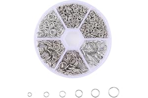 PLABBDPL 880Pz Anelli Aperti di Salto, 4mm 5mm 6mm 7mm 8mm 10mm, Anelli Aperti di Doppio Cerchio, Anellini per Portachiavi, Rotondo Connettori Anelli per Fai da Te Collane Braccialetti Gioielli, B