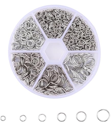 1450 Pezzi Anelli di Salto Anelli Divisi Chiusure per Braccialetti 3/4/5/6/7/8/10mm Kit di Riparazione di connettori per Gioielli con Scatola Aperta Anello di Salto Forniture per Creazione