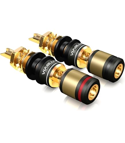 VIABLUE T6S Klinkenstecker 6,3 Mm Stereo – 2 Stück, 24 Karat Vergoldet, Vollmetallgehäuse – Für Kabel Ø 4-9,5 Mm