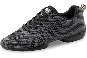 Anna Kern Baskets de danse pour homme 4050 Bold - Textile noir/gris - Largeur normale - Talon de 1 cm - Semelle en polyuréthane divisée