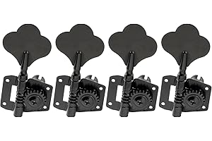 Musiclily Pro Mécanique Basse 4-en-ligne pour Fender Precision Bass et Jazz Bass, Noir Bouton type éléphant