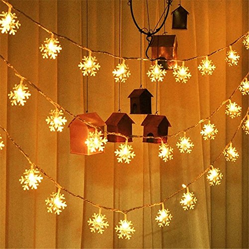 Preisvergleich Produktbild ODJOY-FAN LED Schneeflocken Zeichenfolge Licht Weihnachten Gestalten Zeichenfolge Beleuchtung Party Hochzeit Licht Dekor Beleuchtung Laternenpfahl String Light (Gelb3M,S)