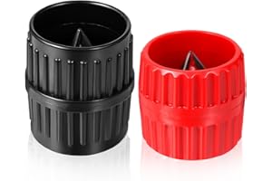 BRUISLARD 2 Pcs Tubing Chamfer Tool Inner-Outer Reamer Pipe Copper Reamers Tube Deburring Reamer for PVC PPR Copper Brass Aluminum Pipes (Red, Black)