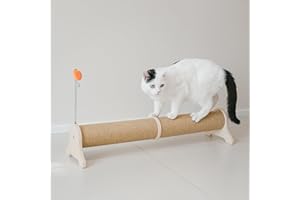 PETKARAY Tiragraffi orizzontale, 76,2 cm, in sisal, grande tiragraffi con giocattolo a molla, protegge i mobili per gattini interni