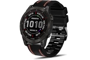 KoGiio Pasek QuickFit 22 mm do Garmin Fenix 8 47 mm/E 47 mm/Pro Solar/7 Pro/7/Quatix 7 Pro 47 mm/MARQ GOLFER (Gen 2)/ Epix (Gen 2), pasek zapasowy ze skóry i silikonu