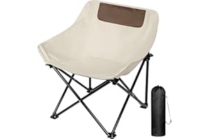 Herb Life Ultralight Folding Camping Chair, Off-White, Portable, 450 lbs Capacity, 14" x 19" x 27"