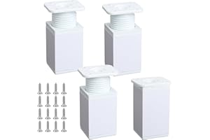 Luabue Verstellbare Möbelfüße Tischbeine Möbelbeine Quadratische Aluminiumlegierung Weiße Sockelfüße Tischfuß Couchfüße Bettfüße für Tische Schränke Sofas Betten Regale (8CM)