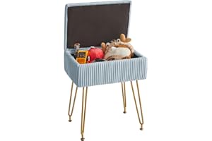 YMYNY Otomany do przechowywania, taboret na krzesło tapicerowany, podnóżek aksamitna ławka, toaletka, pufa, stołek kanapowy, metalowe nogi, zdejmowana pokrywa, do salonu, sypialni, 40 × 29,5 × 48 cm