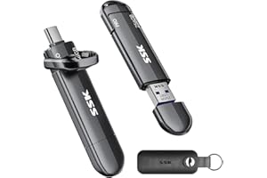 SSK Unidad USB dual SSD externa de 256 GB de hasta 1000 MB/s, SSD portátil tipo C + USB-A, USB 3.2 Gen 2 en aleación de zinc para iPhone 15/16 Pro, Mac, PC, almacenamiento OTG Android