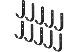 TSSS 10 PCS 108 x 62mm Steel J Hooks Utility Hook, Black Coated Rack Single Hook, Load 20kg