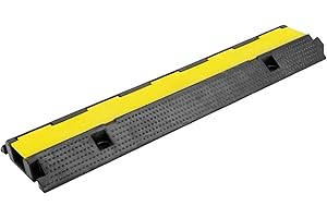 PrimeMatik - Passacavo a Pavimento in Gomma per la Protezione elettrici canalina Lunghezza 1 Vie 99x26cm Nero